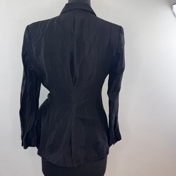 ZARA Black Blazer Notch Lapel Wrap-Tie Gathered Shoulder Formal Size Medium M - Picture 4 of 7